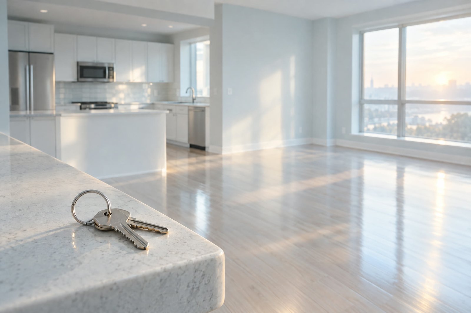 An empty, freshly cleaned apartment ready for new keys